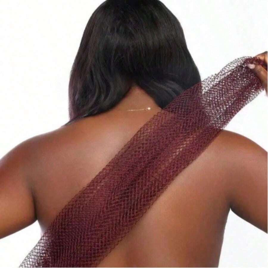 1pc African Mesh Long Bath Sponge, Unisex, Can Be Used For Body Exfoliation, Body Scrubbing, Back Scrubbing, Makes Skin Smooth, Stretchable Up To 66 Inches, African Net Sponge, Bath Accessories, Back Scrubber, Body Scrub Exfoliating - Multicolor - View 1