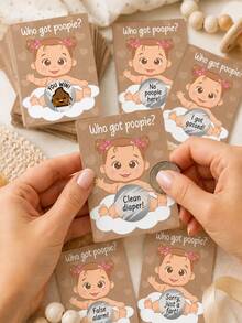 60pcs/30pcs-Baby Shower Party Fun Baby Gift Party Joy - Funny Poop Scratch-Off - Unisex Ideal Choice, Diaper Raffle Tickets, Gender Reveal Party Supplies, Baby Shower Party Gifts, Baby Shower Activities, Scratch-Off Cards - Multicolor - View 3