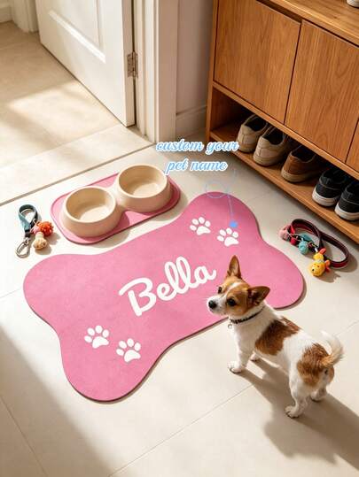 1 Pieza Alfombrilla Personalizada para Perro - Alfombrilla Personalizada para Comida de Perro con Nombre de la Mascota - Alfombrilla Antideslizante Personalizada para Perro - Alfombrilla Personalizada para Plato de Perro - Alfombrilla para Mascota - Regalo Perfecto para Mascota en Vacaciones - Navidad / Cumpleaños / Año Nuevo Regalo Personalizado para Mascota