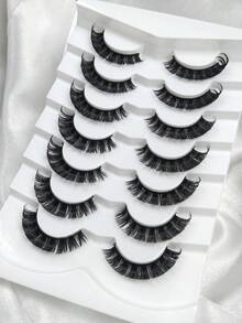 7 Pairs Cross-Style Fashion 3D Curly Russian Style Full Strip False Eyelashes - Black - View 9