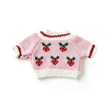 1pc Cute Floral Pattern Knitted Small Pet Sweater, Warm Soft Mini Knitted Outfit, Elastic Pet Winter Clothing, Suitable For Guinea Pig Small Animal Photo Props, Autumn/Winter Small Pet Clothing Accessories, Suitable For 30cm Doll - Multicolor - View 14