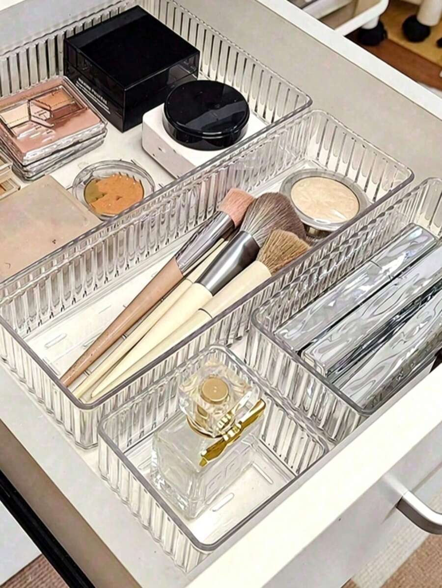 Drawer Cosmetic Storage Box, Transparent Multi-Size Combination, Liquid And Sample Storage Box, Suitable For Cosmetics, Stationery And Kitchen Utensils, Also Can Be Used As Storage Rack And Home Decor - Multicolor - View 1