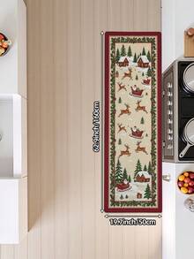 1pc Vintage Christmas Long Runner Rug, Kitchen Mat Suitable For Bathroom, Kitchen, Outdoor, Hallway, Bedroom, Living Room, Machine Washable Easy To Clean, Non-Slip Entryway Mat, Bedroom Decor Autumn Decoration Rug Accessory - Multicolor - View 12
