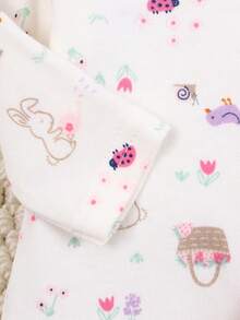 DILAVEL 3pcs Baby Long Sleeve Jumpsuit Set, My First Easter Rabbit Print Baby Girl Jumpsuit Set, Soft Cotton Newborn Baby Girl Jumpsuit - Baby Pink - View 10