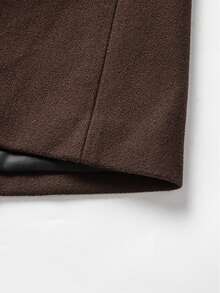 Men's Autumn/Winter Retro Dark Brown Overcoat, Loose Fit Dropped Shoulder Single-Breasted Long Overknee Wool Jacket, Fashion Streetwear Style - Coffee Brown - View 7