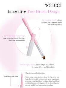 VEECCI Pensil Bibir Dua Ujung, Mendefinisikan Kontur Bibir, Tahan Air dan Tahan Lama, Tidak Pudar, Cocok Dipadukan dengan Lipstik untuk Bibir Penuh, 2-in-1: Pensil Bibir dan Kuas Bibir, Cocok untuk Pemula - #D04 Beras Cokelat - View 2