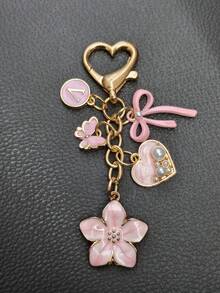 1pc 26 Letter Enamel Floral Keychain Pendant, Creative Key Ring Decorative Accessory, Car Key Chain, Bag Charm, Suitable For Friends, Family, Valentine's Day Gift, Birthday Gift, Holiday Gift, Party Favor - Multicolor - View 31