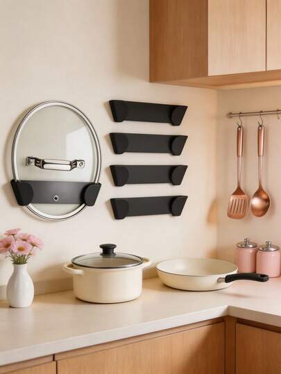 2/1pc Wall-Mounted Pot Lid Holder, Kitchen Pot Lid Storage Box, Pot Lid Organizer, Self-Adhesive Wall Installation, Storage Organizer Rack, Pot Lid Holder, Embedded Cabinet Wall Installation, Kitchen Accessories, Kitchen Storage Organizer Cabinet (Please Check If It Fits Your Pot Lid Thickness Before Purchasing), Autumn Home Decor, Halloween Decor, Christmas Home Decor