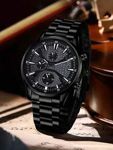 4pcs Casual Boys Watch Set, With Arrow Decor Accessories, Suitable For Daily, Holiday Sports Wristwatch - Black - View 5
