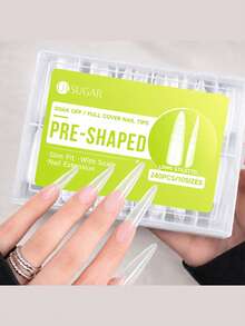 UR SUGAR 240Pcs Long Pre‑Shaped Full‑Cover False Nail Tips, 12 Sizes Acrylic Soak‑Off Nail Extension Tips, Multi‑Size Press‑On Manicure Supplies For Home DIY & Professional Salon - Clear - View 8