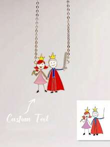 Kalung Gambar Kustom, Liontin Karya Seni yang Dipersonalisasi, Perhiasan Ibu yang Dipersonalisasi, Ubah Karya Seni Menjadi Hadiah Kenang-kenangan yang Bermakna - Kalung warna-warni yang dilukis dengan tangan - View 6