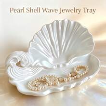 1pc Wavy Decorative Storage Tray, Ocean Shell Shaped Jewelry & Cosmetics Organizer, Coastal Style Vanity Display Tray For Perfume, Skincare And Soap, Bathroom Vanity Desktop Decor And Housewarming Gift - Multicolor - View 6