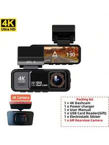 4K Dash Cam, 2160P Car Camera, Mini Dash Cam, 4K Front Camera + 2K Rear Camera (Optional), Built-In GPS And WiFi, 128GB Dash Cam Storage Card (Optional) - Black - View 11