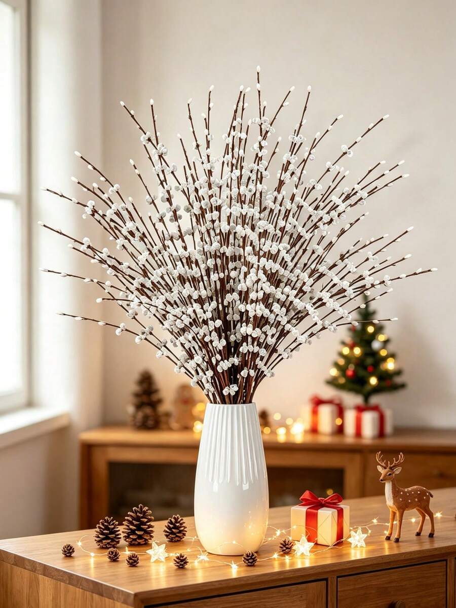 1/3pcs 31.1 Inch Long Stem Artificial Jasmine Flower Bouquet, Suitable For Home Kitchen, Bedroom, Wedding Party DIY Decor, Porch Decor, Christmas Decor, Winter Decor - White - View 1