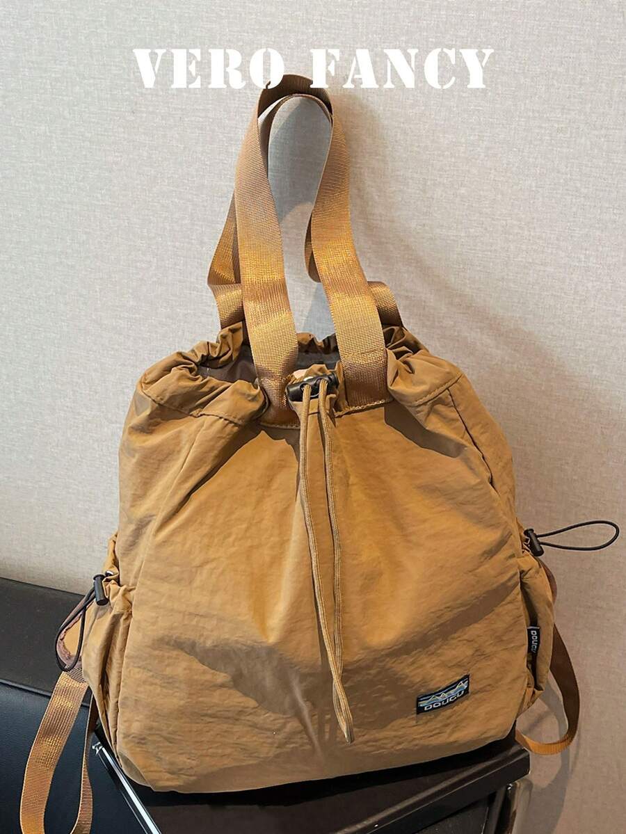 Bolso de mujer de gran capacidad portátil de unicolor y estilo minimalista, versátil, adecuado para el uso diario, viajes y compras