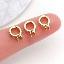 2pcs 18K Golden Plated Pendant Bails Rhinestone Fold Over Bead Bails Connector Clasps For Pearl Charm Necklace DIY Jewelry Making Findings - Multicolor - View 9
