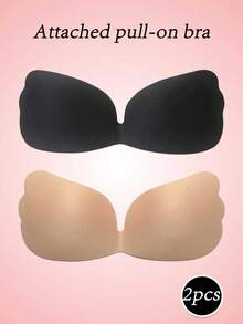 2pcs Women's One-Piece Adhesive Seamless Invisible Comfortable Bra, Suitable For Wedding Photography, Daily Commute, Beach Vacation - Multicolor - View 10