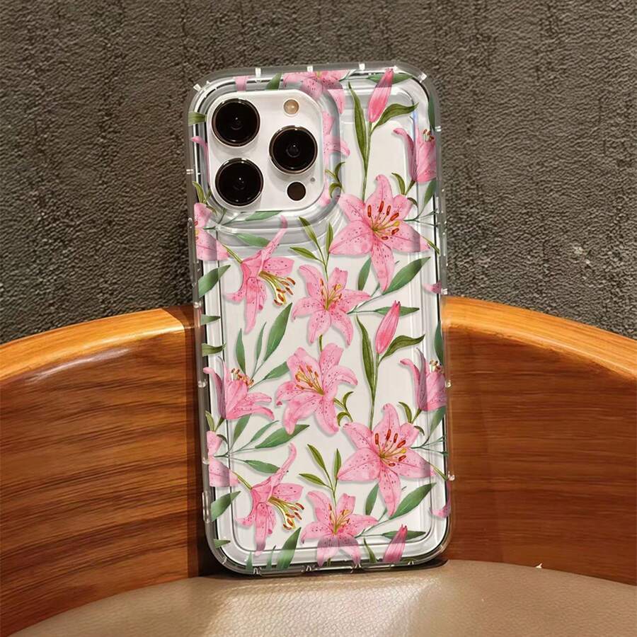 1pc Elegant Artistic Fresh Watercolor Floral UV Printed Transparent Phone Case, Compatible With IPhone 17 16 15 14 13 12 11 Pro Max Air Series, Fashion Protective Shell, Fashion Enthusiasts, Music Lovers, Perfect As Birthday Gift Valentine's Day Gift For Men And Women - Multicolor - View 1