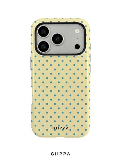1pc Yellow Background With Blue Polka Dot Design, Phone 17 Pro Max Phone Case, Compatible With Phone 16 Pro Max, 15 Pro Max, 14 Pro Max, Korean High-End Fashion Fun Phone Case, Compatible With 11/12/13/14/15/75 Pro Max Plus, Elegant Design Suitable For Men And Women, Perfect Gift For Girlfriend On Christmas, Valentine's Day, Easter, Wedding Season And Birthday!