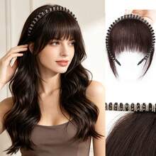 Headband With Integrated Bangs, Faux Hair With Rhinestones, Air Bangs Hairpiece To Cover White Hair On Forehead, Hairband Bangs Wig - Multicolor - View 13