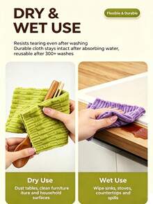 1pc Tearable Plush Cloth, High Absorbency, Easy To Tear Into Individual Pieces, Christmas, Halloween, For Cleaning Glassware, Stoves, Cabinets And Tableware, Daily Kitchen Supplies, Home. Autumn Home Decor, Cleaning, Camping, Bathroom, Dorm, Travel. - A - View 8