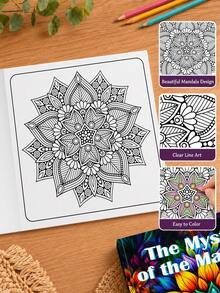 Mandala Pattern Adult Coloring Book, Adult Mandala Coloring Book, Spiral Bound Adult Coloring Book, 7.72 X 7.87 Inches, Single-Sided Printed Pages With Cardboard, Suitable For Women And Men Adult Coloring Book, Relaxing Adult Coloring Book - Single Piece - View 7