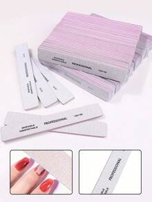 3/5/10/25/50pcs Double-Sided 100/180 Grit Reusable Nail Files, Suitable For Natural Nails, Acrylic Nails And Nail Tips, Professional Manicure Tools, Suitable For Home And Salon Use - Multicolor - View 2