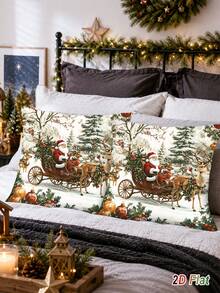 1pc Christmas Peach Skin Pillowcase, Santa Claus & Reindeer Design, 45*45cm Throw Pillow Cover, Rustic Harvest Style Holiday Cushion Cover (Pillow Insert Not Included), Merry Christmas Decoration, Christmas Decor, Christmas Eve Decor, Christmas Gift, Christmas Home Decor, Xmas Decor, Suitable For Living Room, Bedroom, Bed Decor - Multicolor - View 7