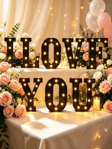 1pc 22cm Black DIY Spelling LED Letter Number Lamp, Battery Powered Luminous Alphabet Sign Light, Wedding Backdrop Decor Home Bedroom Decor Table & Wall Mount Decor Lamp For Holiday Celebration Birthday Wedding Party Favors - Black - View 5
