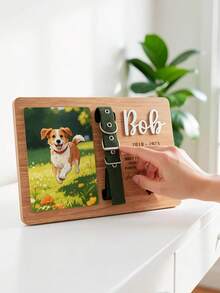 Personalized Custom Pet Memorial Plaque With Photo & Collar Clip, Engraved Name/Life Years/Quote, Wooden Base, Photo Slot, Collar Holder – Perfect For Home Decoration, Keepsake Gift For Pet Lovers (Dog/Cat Owners) - Multicolor - View 4