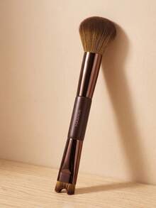 MAANGE 1pc Dual-Ended Makeup Brush Set, Can Be Used As Nose Contour Brush, Blush Brush, Powder Brush, Contour Brush, Highlighter Brush, Makeup Tool Suitable For Daily Facial Makeup - Brown - View 2