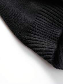 Vintage Minimalist Casual Ribbed Knit Zip-Up Cardigan Jacket, Everyday Versatile Commuter Style, Unisex Spring/Autumn - Black - View 6