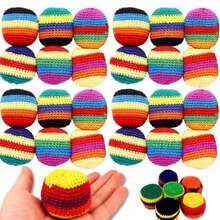1 buah Kantung Pasir Tenun Buatan Tangan (Model Acak) Hacky Sack untuk Dewasa, Mainan Bola Kantung Pasir Berisi Butiran, Berbagai Model yang Serasi - MultiWarna - View 4