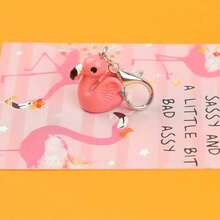 5pcs/10pcs Pink Flamingo Lobster Clasp Keychain, "Always Classy, Sassy And A Little Bit Bad Assy" Paper Card, Funny Pocket Hug Keepsake Gift - Multicolor - View 10