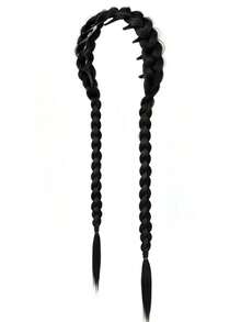 Headband Wig Integrated Braided Long Pigtail Wide Fishbone Braid Hairline Concealing Natural Realistic High Crown Hair Accessory - Multicolor - View 8