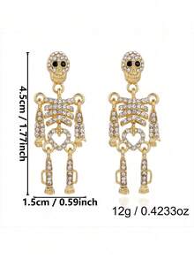 Dark Gothic-Style Diamond-Studded Skull Earrings - Exaggerated And Irregular Skeleton-Shaped Earrings With A Unique Style - Multicolor - View 4