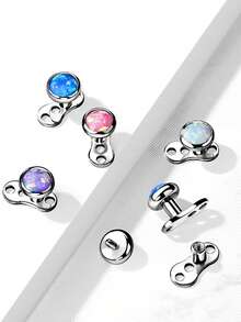 1PC ASTM F136 Titanium Crystal Dermal Anchor Tops 5mm Zirconia 14G Surface Piercing Skin Base Piercing Jewelry - Multicolor - View 3
