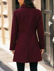 Women Coats - Burgundy - View 2