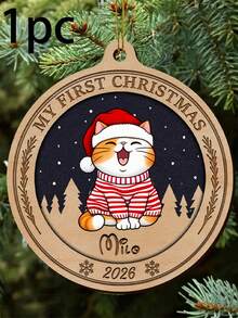 Customized Pet Christmas Ornament, Personalized Cat Dog Name Round Tree Decor, Holiday Winter Vacation Style, Customized Name Pet Memorial Keepsake, Customizable Christmas Tree Ornament, Pet Lover Gift, Holiday Home Decor, Christmas Gift, Family - Style a - View 11