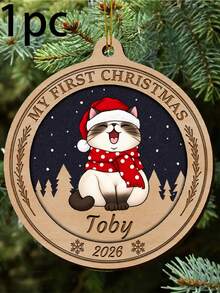 Customized Pet Christmas Ornament, Personalized Cat Dog Name Round Tree Decor, Holiday Winter Vacation Style, Customized Name Pet Memorial Keepsake, Customizable Christmas Tree Ornament, Pet Lover Gift, Holiday Home Decor, Christmas Gift, Family - Style a - View 19