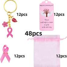 4/48pcs Pink Ribbon Bracelets & Colorful Ribbon Decorations - Designed For Breast Cancer Fundraising Events, Halloween Adult Props - Multicolor - View 4
