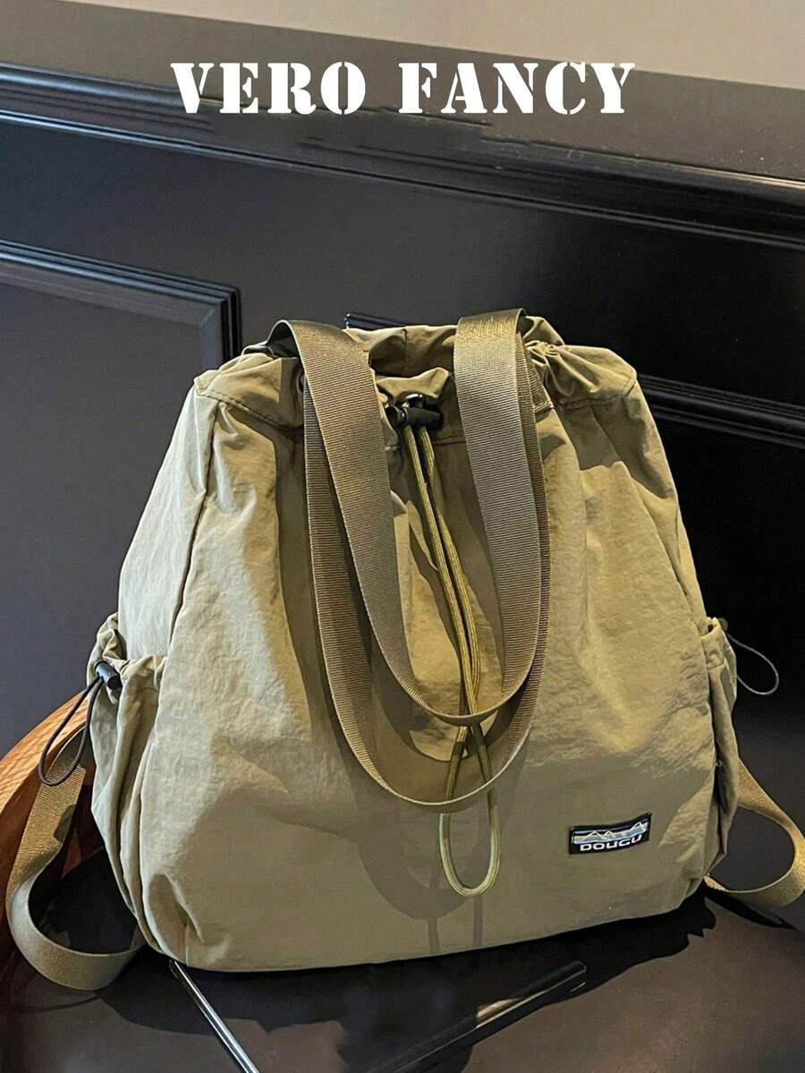Bolso de mujer de gran capacidad portátil de unicolor y estilo minimalista, versátil y adecuado para el uso diario, viajes y compras