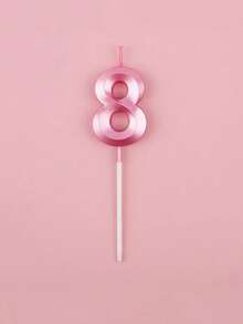 1pc 0-9 Number Birthday Candle, Pink Number Candle Cake Topper With Base, For Birthday Cake, Wedding Anniversary, Proposal, Anniversary, Graduation Party Cake Decoration - View 6