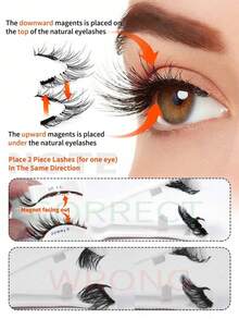 1 Pair Natural Magnetic Eyelashes, 1 Pair Reusable Magnetic Eyelashes With Applicator, No Glue Needed Magnetic Eyelashes Set, Easy To Wear And Remove - Multicolor - View 8