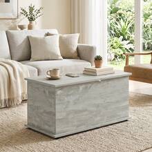 HOMCOM Coffre de Rangement, Banc de Rangement avec Couvercle Rabattable, Banc à Chaussures, Meuble d'Entrée, Couloir, Chambre, Salon, 80 x 40 x 45 cm - Gris - Voir 7