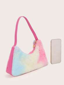1pc Fluffy Autumn/Winter Versatile Niche Design Handheld Shoulder Bag, Fashionable Underarm Bag - Plush - View 4