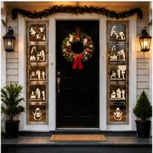 8pcs Christmas Elf Snowman Christmas Train Pattern Painting Stencils, Reusable PET Plastic Stencils For Wooden Signs, Walls, Fabric, Canvas DIY Crafts - Sets - View 3