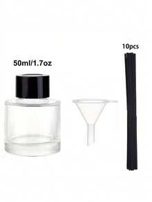 Black Glass Aromatherapy Bottle Set-Includes Lid, Stopper, Funnel, And Diffuser Sticks. Suitable For Daily Home Use In Areas Like The Living Room Or Bathroom; Makes A Practical Gift For Women, Perfect For Halloween Or Christmas. - Multicolor - View 16