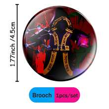 7pcs Roblox Theme Enamel Brooch Set, Round 4.5cm Eerie Badge, Gothic Skull & Horror Character Design, Durable Clasp, Suitable For Halloween Party, Cosplay, Backpack, Jacket, Bag Decoration, Horror Fan Gift - A - View 9