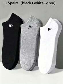 30 Pairs Unisex Sports Socks, White/Black/Grey Short Socks, Invisible Socks, Minimalist Fashion, Suitable For Daily Casual Wear (Random Style And Color) Available In 30/20/125/10/5/1 Pairs - Multicolor - View 12